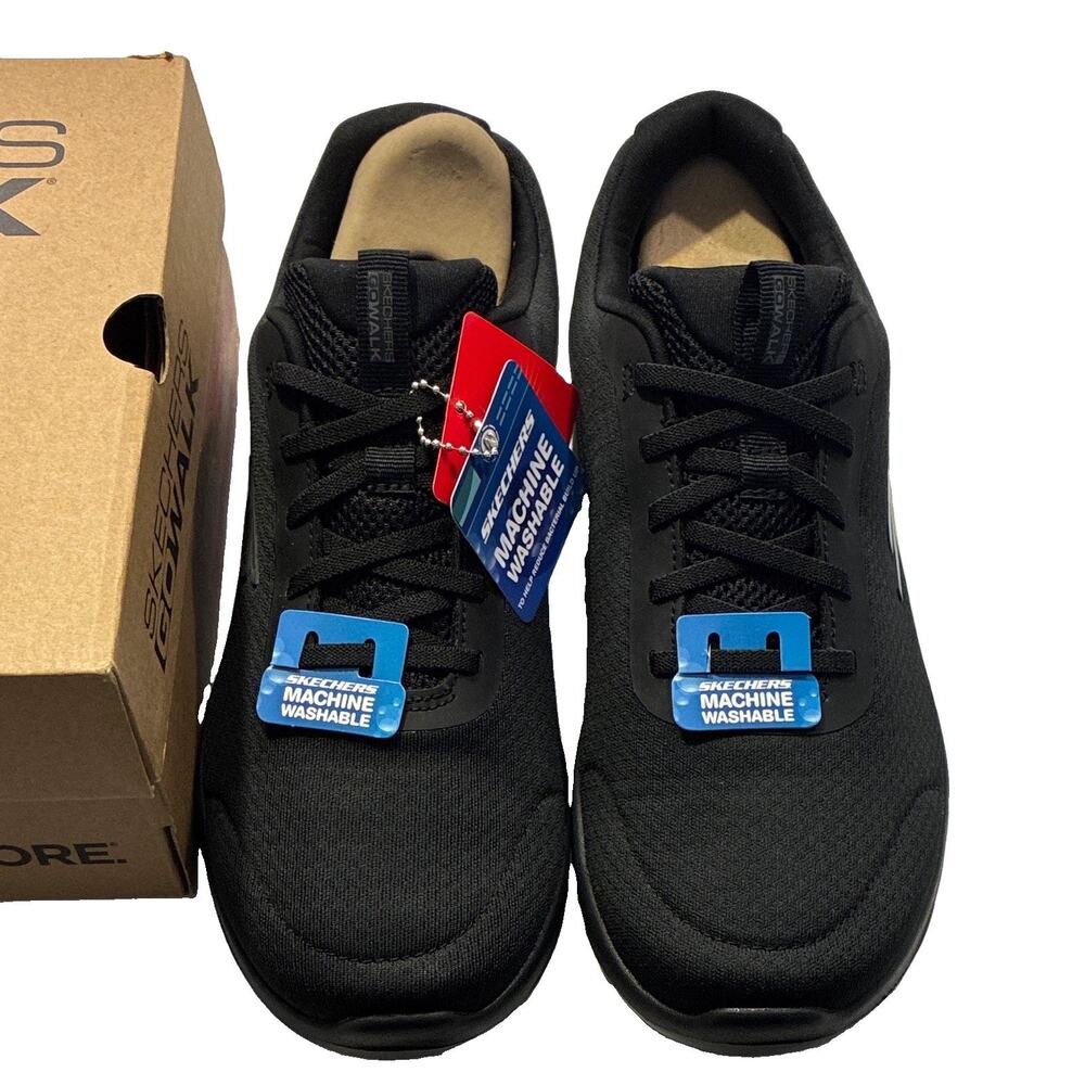 Skechers GO WALK Joy Ecstatic Black Womens 9.5 W Wide NIB 124094W